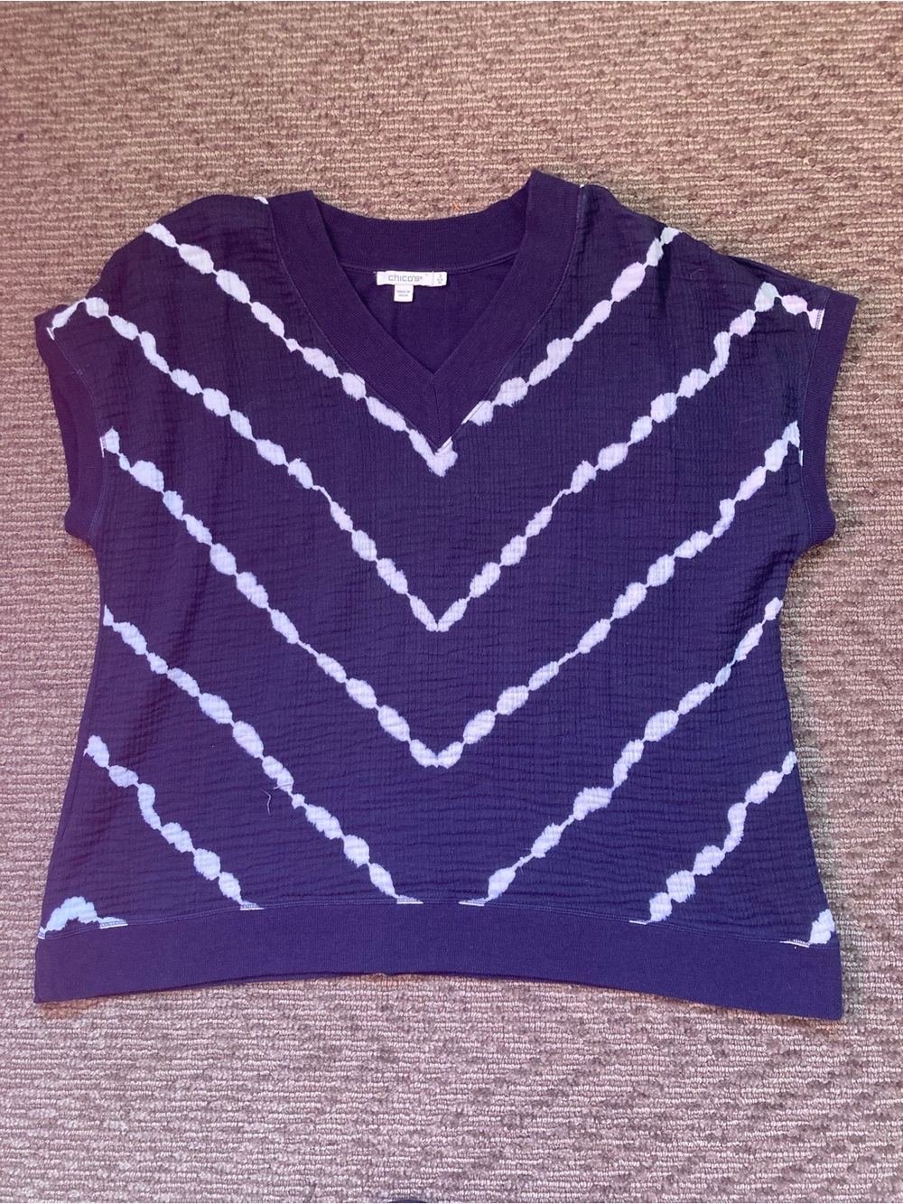Chico’s Gauze Cotton V Neck Tie Dye Shirt XL